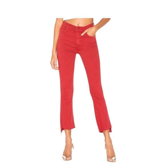 Mother Insider Crop Step Fray Hot Rod Red 25 - Picture 4 of 9
